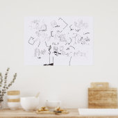 Compositie met Surreal Tekeningen Kleurplaat Poste Poster (Keuken)