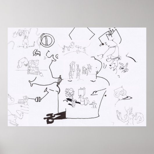 Compositie met Surrealistische Tekeningen Kleurpla Poster (Voorkant)