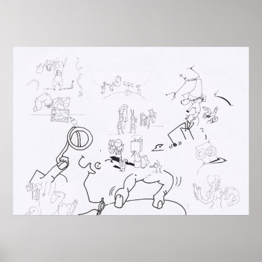 Compositie met Surrealistische Tekeningen Kleurpla Poster (Voorkant)