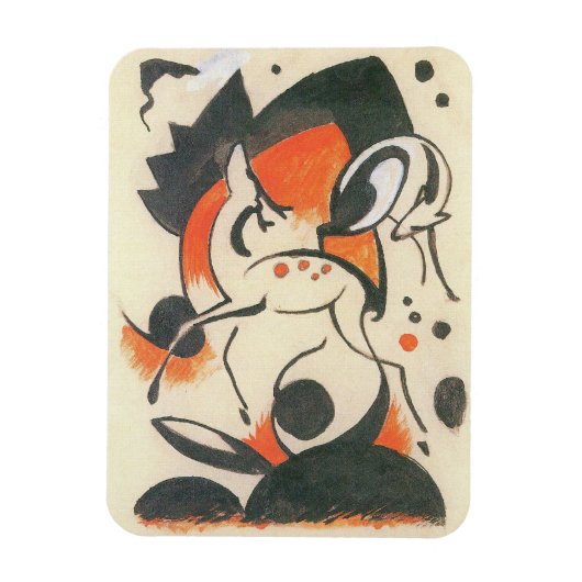 Compositie met twee herten van Franz Marc Magneet (Verticaal)