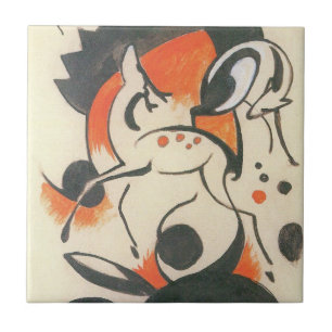 Compositie met twee herten van Franz Marc Tegeltje