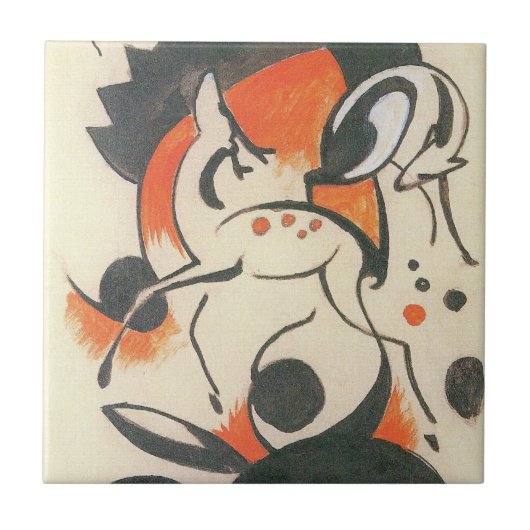 Compositie met twee herten van Franz Marc Tegeltje (Voorkant)