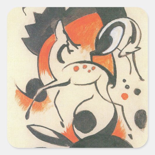 Compositie met twee herten van Franz Marc Vierkante Sticker (Voorkant)