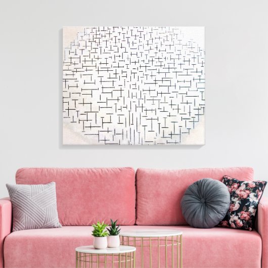 Compositie No. 10, Pier en Oceaan | Mondrian | Canvas Afdruk (Insitu (Woonkamer))