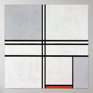Compositie (No. 1) Grijs-Rood Piet Mondrian Poster