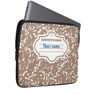 Compositie notitieboek bruin beige konijntje laptop sleeve