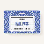 Compositie Notitieboek Classroom Hall Pass Blauw Badge (Voorkant)