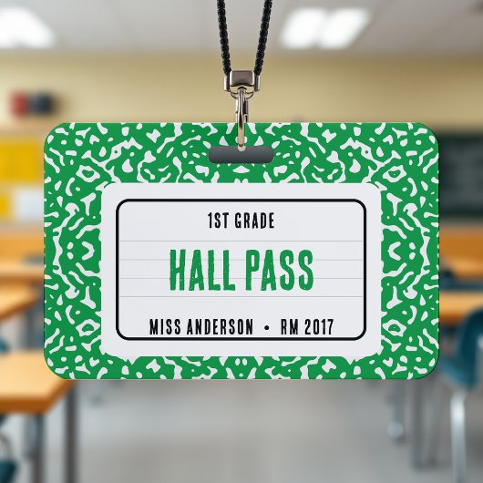 Compositie Notitieboek Classroom Hall Pass Green Badge