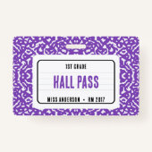Compositie Notitieboek Classroom Hall Pass Paarse Badge (Voorkant)
