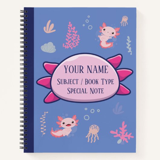 Compositie Notitieboek Cute Axolotl Aquatic Patter (Voorkant)