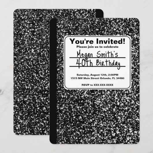 Compositie Notitieboek Verjaardagsuitnodiging Kaart (Voorkant / Achterkant)