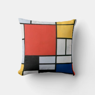 Compositie Rood, Geel, Blauw, Zwart Mondriaan Kussen