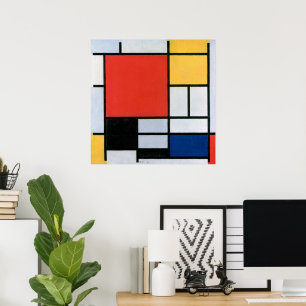 Compositie Rood, Geel, Blauw, Zwart Mondriaan Poster