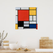 Compositie Rood, Geel, Blauw, Zwart van Mondriaan Poster (Keuken)