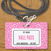 Compositie schrift klas gangpas roze badge