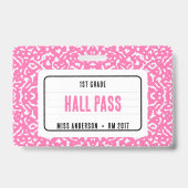 Compositie schrift klas gangpas roze badge (Voorzijde)