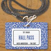 Compositie schrift klas hall pass blauw badge