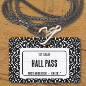 Compositie schrift klas hall pass zwart badge