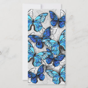 Compositie van witte en blauwe vlinders
