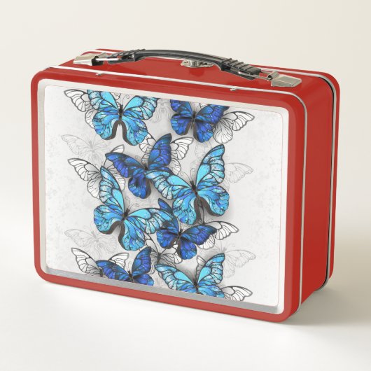 Compositie van witte en blauwe vlinders (Achterkant)