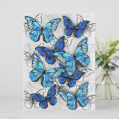 Compositie van witte en blauwe vlinders aankondiging (Staand voorkant)