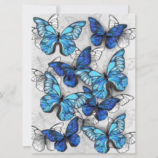 Compositie van witte en blauwe vlinders aankondiging (Voorkant)
