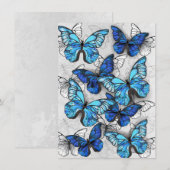 Compositie van witte en blauwe vlinders aankondiging (Voorkant / Achterkant)