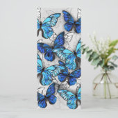 Compositie van witte en blauwe vlinders advieskaart (Staand voorkant)