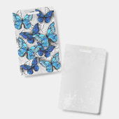 Compositie van witte en blauwe vlinders badge (Voor- en achterkant)