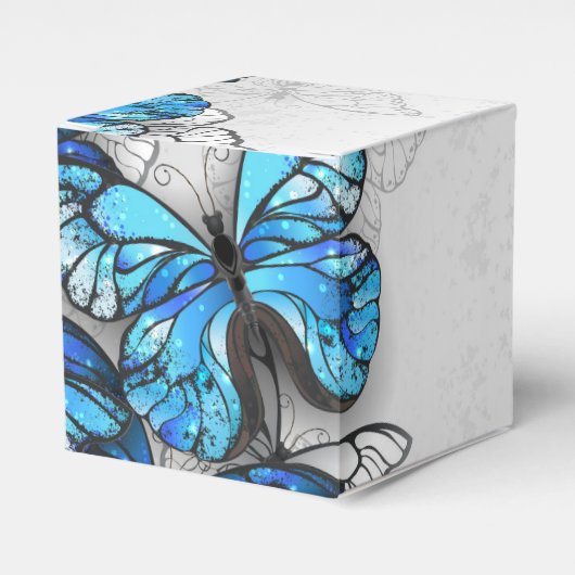 Compositie van witte en blauwe vlinders bedankdoosjes (Voorkant Zijde)