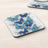 Compositie van witte en blauwe vlinders bier onderzetter (Linkerzijde)