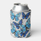 Compositie van witte en blauwe vlinders blikjeskoeler (Blikje Voorkant)