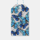 Compositie van witte en blauwe vlinders cadeaulabel (Achterkant)