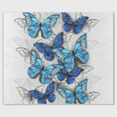 Compositie van witte en blauwe vlinders cadeaupapier (Vlak)