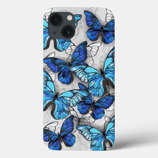 Compositie van witte en blauwe vlinders Case-Mate iPhone case (Achterkant)