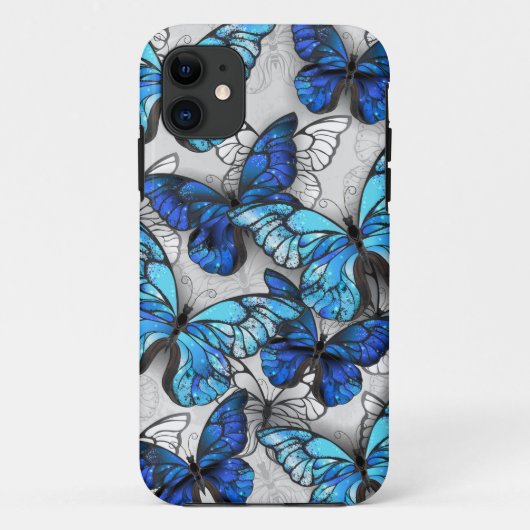 Compositie van witte en blauwe vlinders Case-Mate iPhone case (Achterkant)