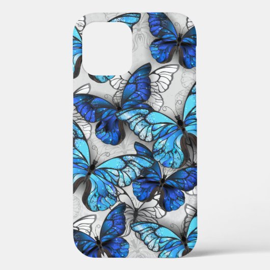 Compositie van witte en blauwe vlinders Case-Mate iPhone case (Achterkant)