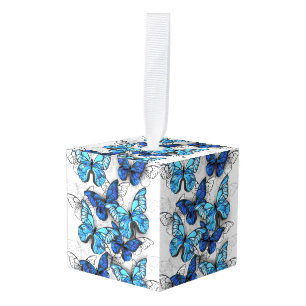 Compositie van witte en blauwe vlinders decoratie