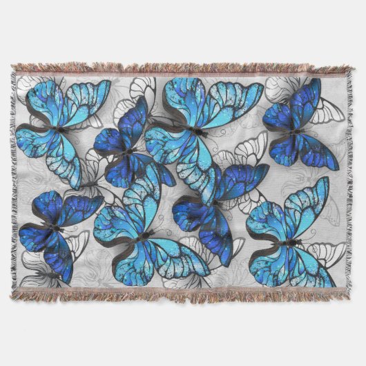 Compositie van witte en blauwe vlinders deken (Voorkant)