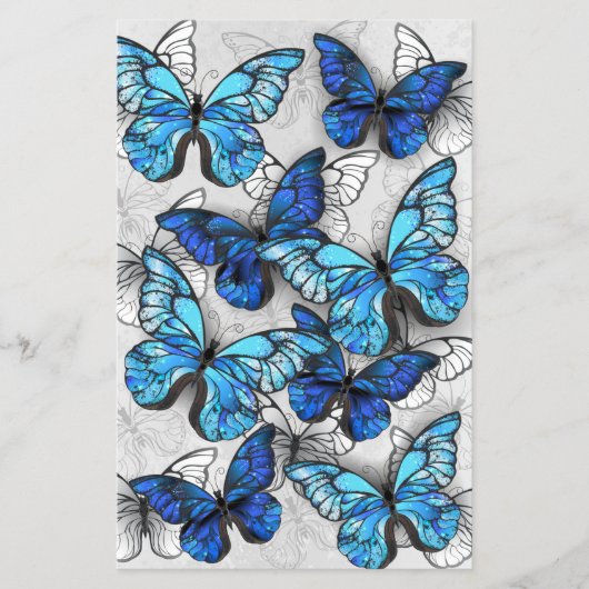 Compositie van witte en blauwe vlinders flyer (Voorkant)