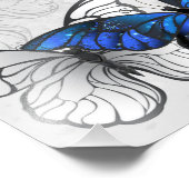 Compositie van witte en blauwe vlinders foto afdruk (Hoek)