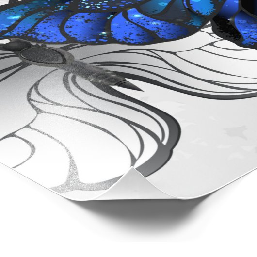 Compositie van witte en blauwe vlinders foto afdruk (Hoek)