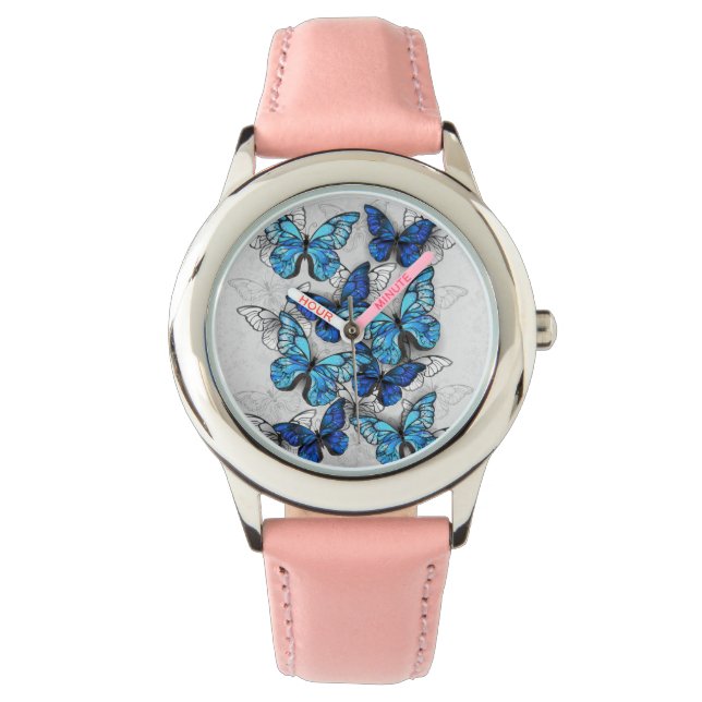 Compositie van witte en blauwe vlinders horloge (Voorkant)