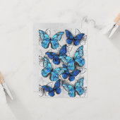 Compositie van witte en blauwe vlinders kaart (Voorkant / Achterkant in situ)