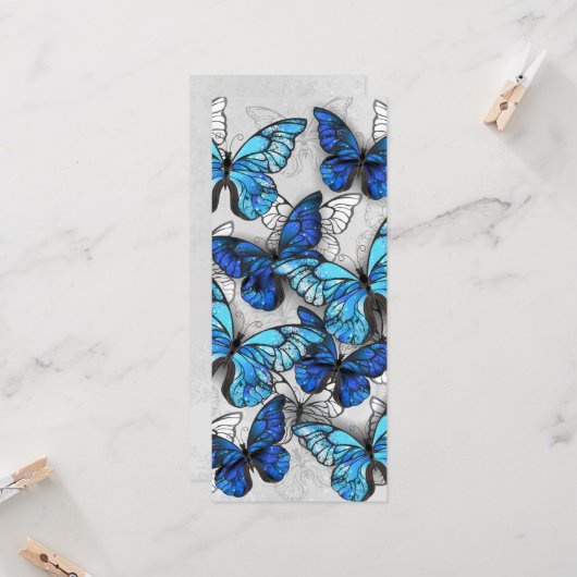 Compositie van witte en blauwe vlinders kaart (Voorkant / Achterkant in situ)