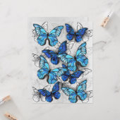 Compositie van witte en blauwe vlinders kaart (Voorkant / Achterkant in situ)