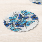 Compositie van witte en blauwe vlinders kartonnen onderzetters (Gekanteld)