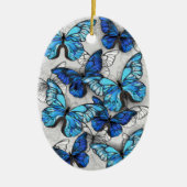 Compositie van witte en blauwe vlinders keramisch ornament (Voorkant)