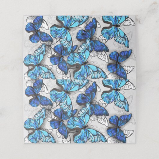 Compositie van witte en blauwe vlinders klantenkaartje (Buitenkant ongevouwen)