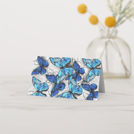 Compositie van witte en blauwe vlinders klantenkaartje (Achterkant)